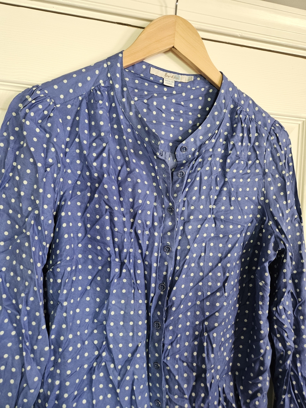 Boden Blue and White Polka Dot Button-Down Shirt - Picture 3 of 5